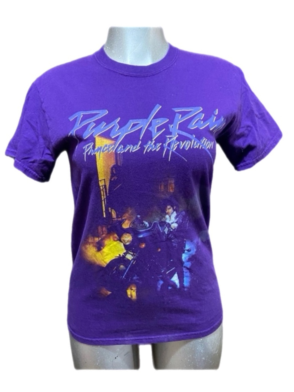 Purple Rain Prince Graphic T-Shirt Biker Concert Cotton Crew Funk Rock Sz Small